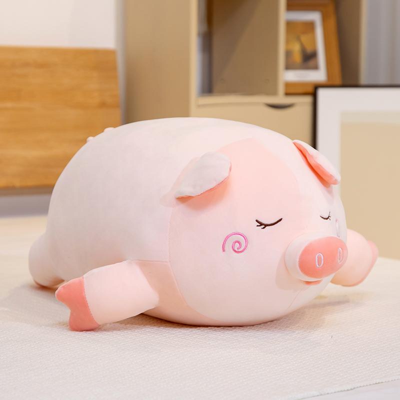 40cm Squishy Pink Pig Doll Plush Toy Down Cotton Stuffed Sleepy Cartoon Animal Lying Pillow Back Support Plushie Gift 40cm