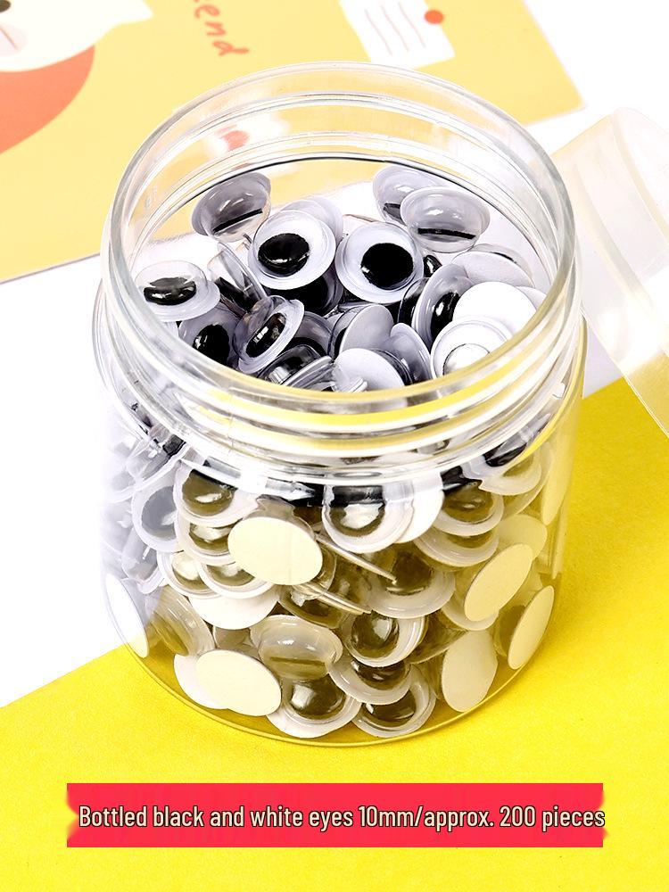 Handmade Self-Adhesive Googly Eyes with Eyelashes - Black, White & Colored Movable Plastic Eyes for DIY Projects