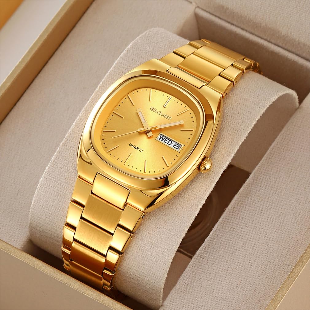 SKMEI Square Women's Watch Simple Lady Quartz Brand Fashion Waterproof Business Stainless Steel Date Day Luxury Gift Gold Woman Watch