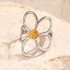 Stainless Steel Hollow Flower Rings for Women Retro Creative Light Luxury Open Ring 18K Plated Anti Allergic Rust Proof Jewelry
