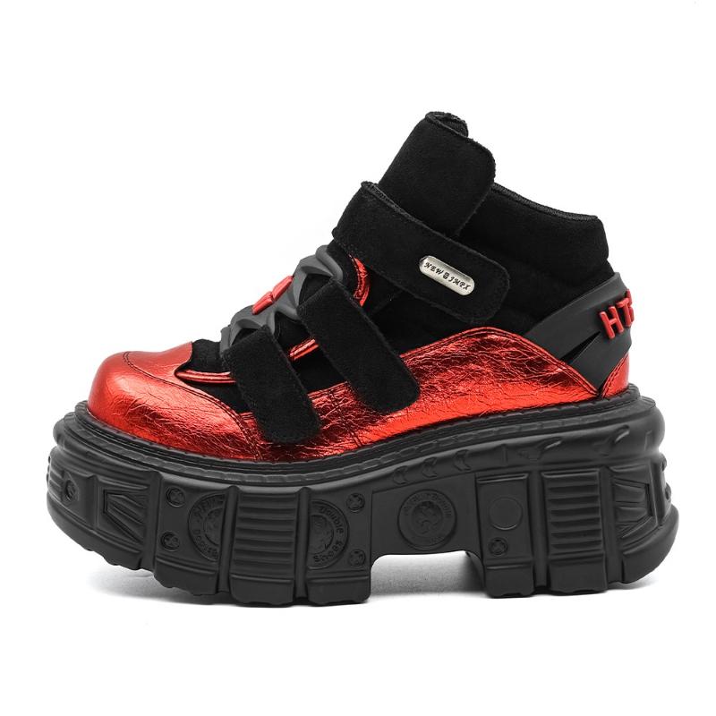 Gothic kotníkové boty 2025 Nový punkový styl Dámské boty Šněrovací Výška podpatku 6CM Platformové boty Dámské Kovová dekorace Dámské tenisky