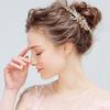 SLBRIDAL Handmade Golden Austrian Crystals Rhinestones Flower Leaf Wedding Hair Clip Barrettes Bridal Headpiece Hair Accessories