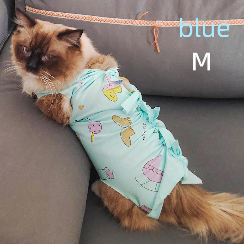 Adjustable Cat Recovery Suit Breathable Post Surgery Wear for Weaning Medicine Feeding Anti-Licking 