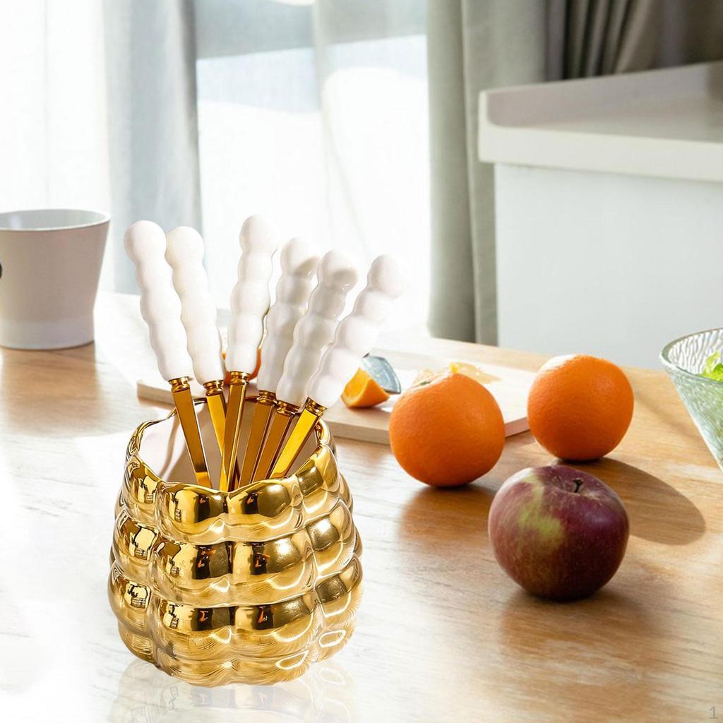 Ceramic Jar Fruit Fork And Spoon Set for Elegant Dining