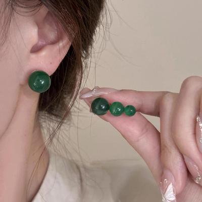 Elegante Ohrringe mit grünem Achat und Perlen: Chinesischer Stil, Einzigartig luxuriöses und hochwertiges Design für Frauen