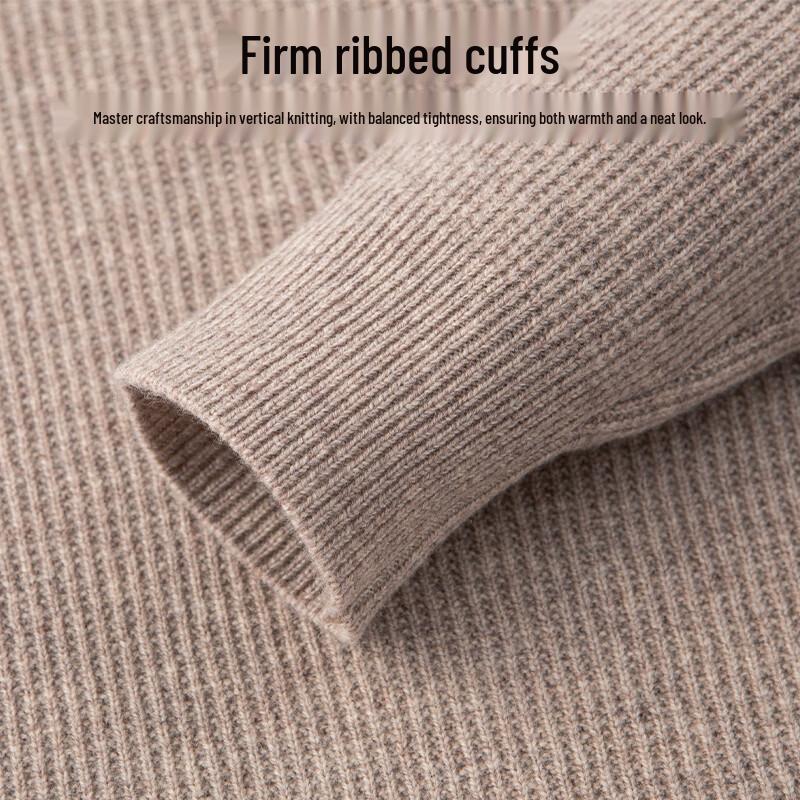 Hongdou Men's 100% Wool Half-High Collar Pullover Sweater