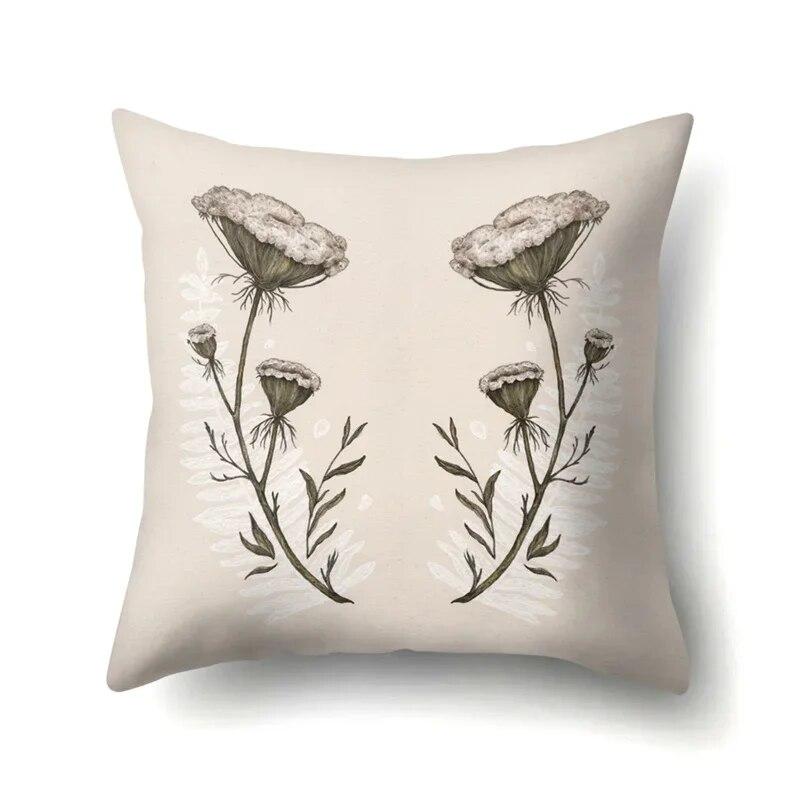 45x45cm Plant Flower and Leaf Printing Series Throw Pillow Cover Sofa Office Seat Car Cushion  Home Decoration