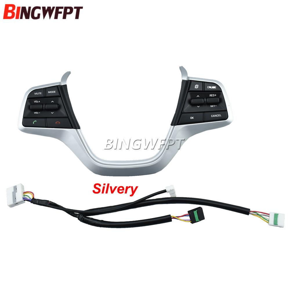 Cruise Control Steering Wheel Bluetooth Buttons for Hyundai ACCENT 2019 2020 2021 2022 2023 Silvery