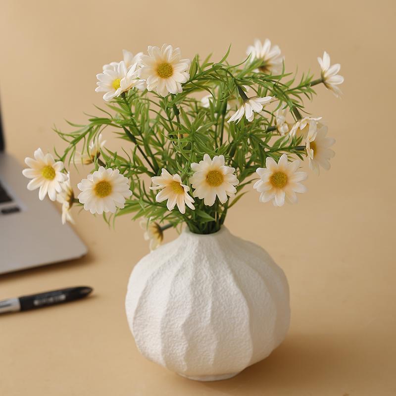 Keramik weiße Vase Wohnzimmer Kunststoff Schicke Vase Wasserkulturgefäße Einsetzen von Trockenblumen Topf Desktop Deko Ornamente