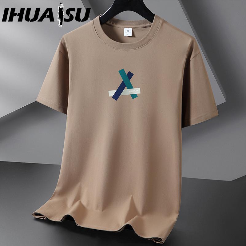 IHUASU Kurzarm-T-Shirt aus Baumwolle für Herren, modisch, lockeres Halbarmhemd, bedrucktes mitfühlendes Hemd