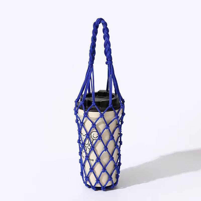 Hand-woven Mesh Bag Water Cup Net Bag Cup Cover Outdoor Leisure Hand-held Water Cup Net Bag Retro Net Celebrity Cup Cover