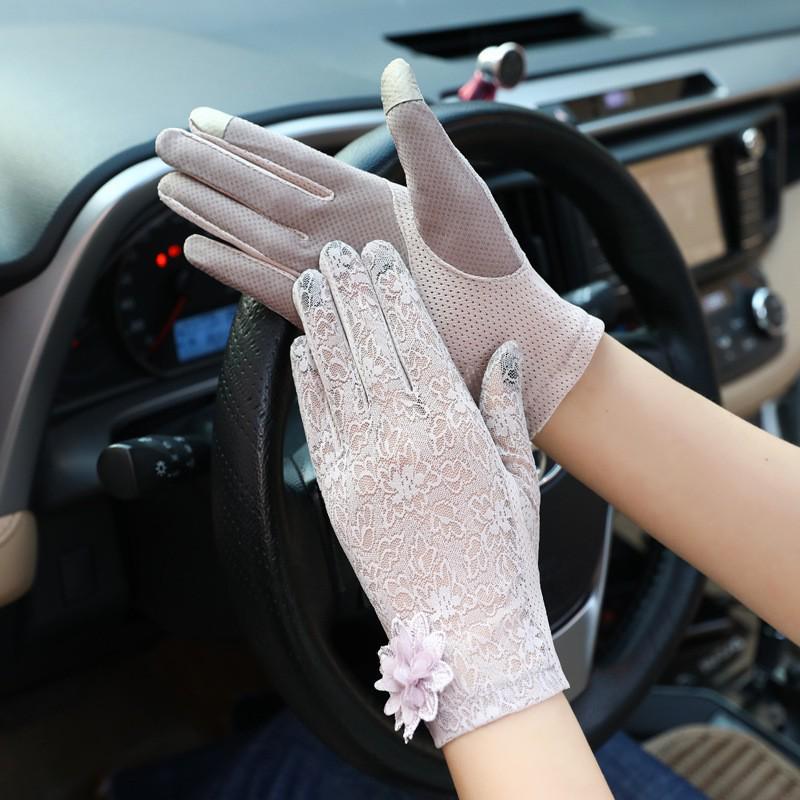 Women's Lace Flower Sun Protection Driving Gloves - Breathable, Lightweight, Touchscreen-Compatible for Outdoor Cycling