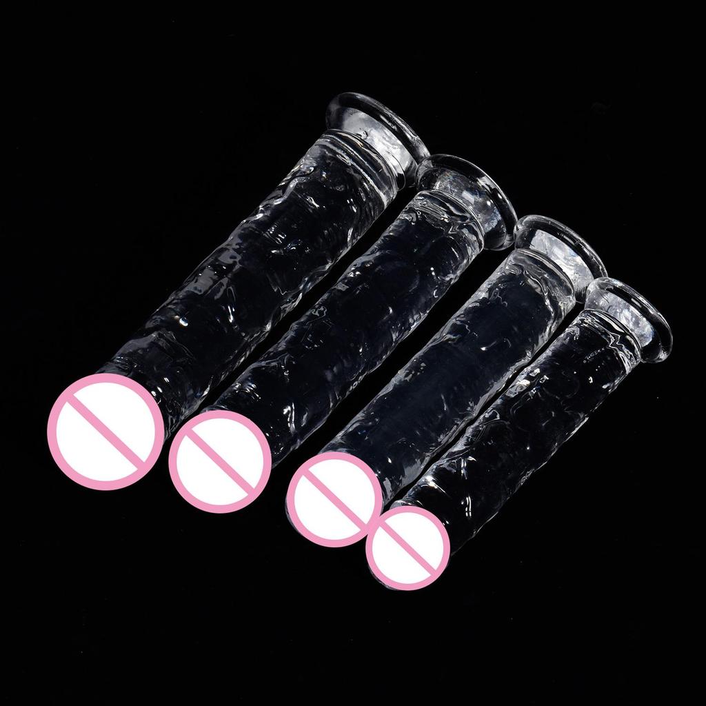 Transparent Crystal Dildo Vibrator - Large Fake Penis Anal Plug for Women
