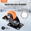 Caster Wheels, 2-inch Swivel Plate Casters, Set of 4, with Security Dual Locking No Noise PVC Wheels, Heavy Duty 150 lbs Load Capacity Per Caster,