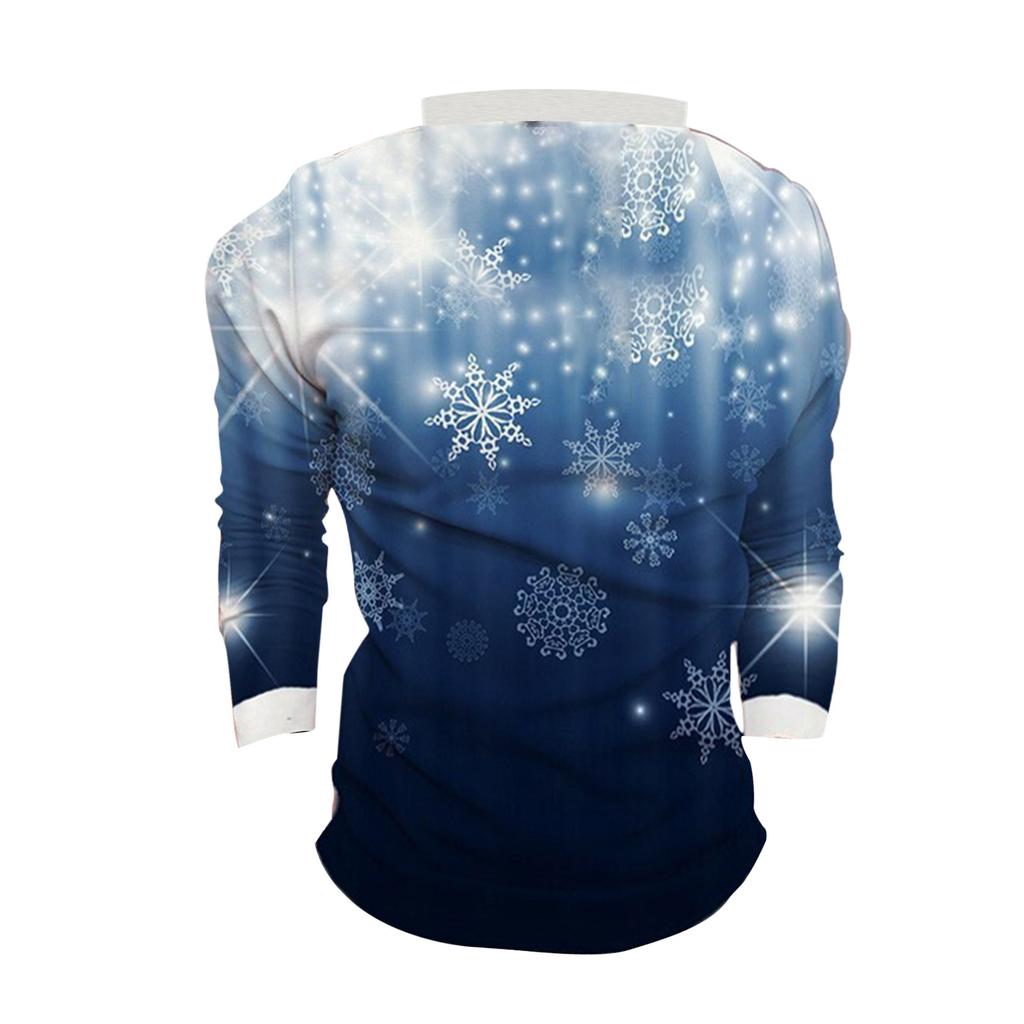 Christmas Men'S Lapel Long Sleeve Printed Casual Top Loose Sports Lapel Shirt