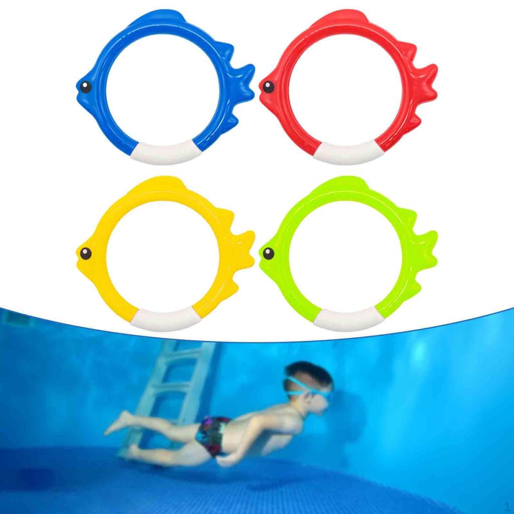 4 Pieces Diving Fish Ring Toys Underwater Pool Fun Summer Swimming for