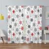1 set 2 st jul snöflinga snögubbe tryckt gardinset, digitaltryck, polyestermaterial, för vardagsrum