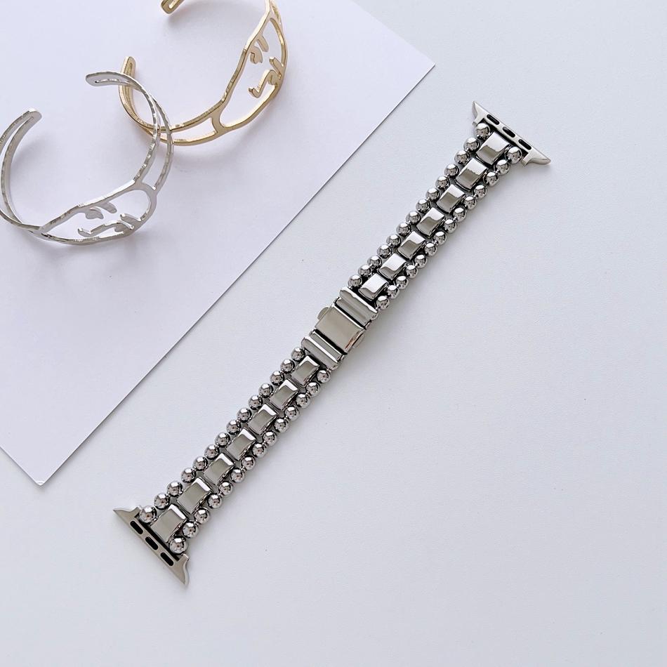 

Luxury Metal Beads Chain Strap For Apple Watch Band S11/10/9/8/7/SE/6/5/4/Ultra 3 iWatch 49/46/45/44/42/41/40/38mm INS Bracelet 42 44 45 46 49MM