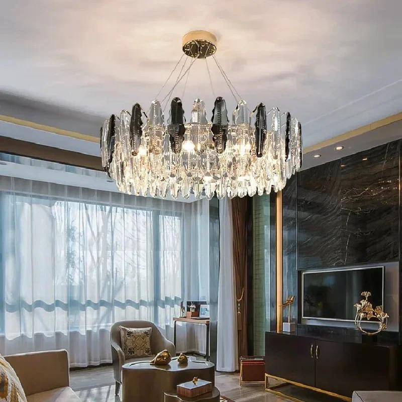 New living room chandelier 2024 round dining room led crystal lamp bedroom chandelier home decoration indoor lighting