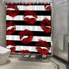 Kühler Leopardenmuster Lippenstift Kuss Duschvorhang - Wasserdicht, Schimmelresistent, Kühles Rot-Schwarz Design, Stilvolle Dekoration