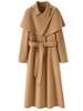 Women's Double-Sided Wool Coat, Extra Long Hepburn Style with Detachable Shawl – Fashionable Autumn/Winter Outerwear