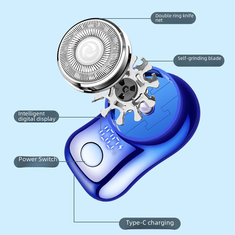 Mini Barbeador Elétrico Portátil Silencioso Atualizado - Lâmina de Anel Duplo para Homens