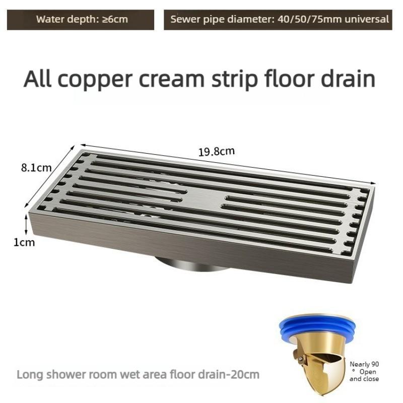 Gun Gray All Copper Anti Odor Bathroom Shower Room Sewer Invisible Floor Drain Washing Machine Toilet Drainage Device