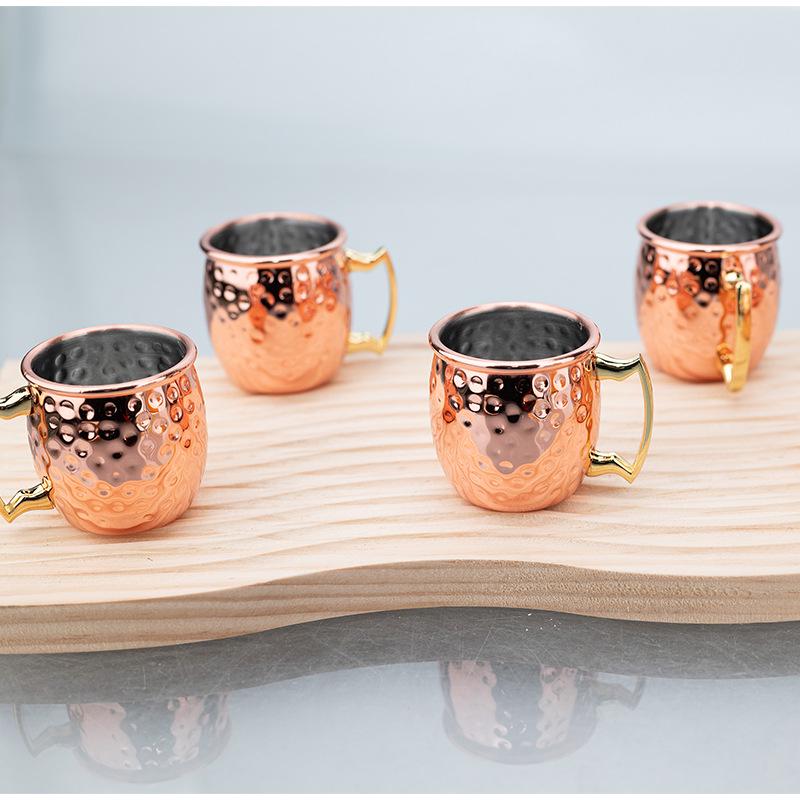 Stainless Steel Moscow Mule Cocktail Set – Hammered Design Bar Glassware