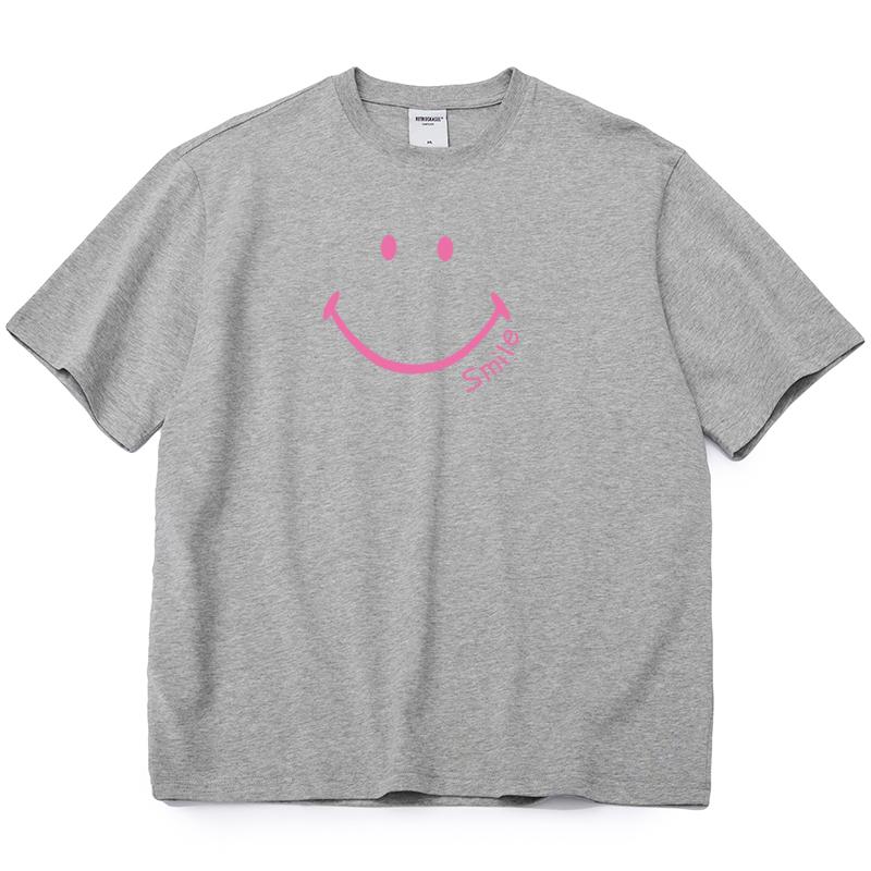 Shellsuning Smiley Gesicht Bedruckte T-shirts 2023 Sommer Neue Übergroßen Casual Oansatz Kurzarm Baumwolle Tees Weibliche Mode Alle-spiel harajuku Grundlegende Tops