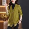 Women S Long Sleeve Knit Cardigan Plus Size Mom Style Casual Outerwear Autumn Winter Sweater