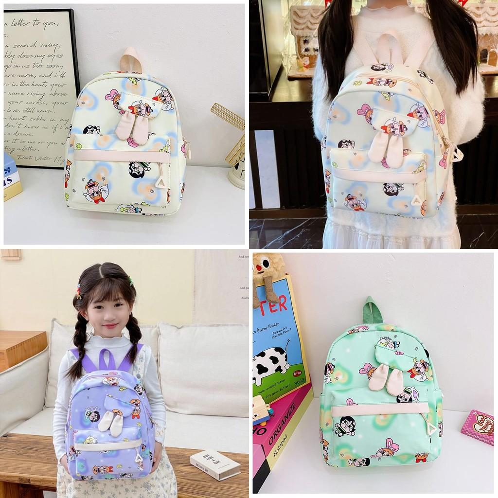 Adorable Colorful Backpack For Kids In Pink Blue Black Green White And Purple With Fun Cartoon Design