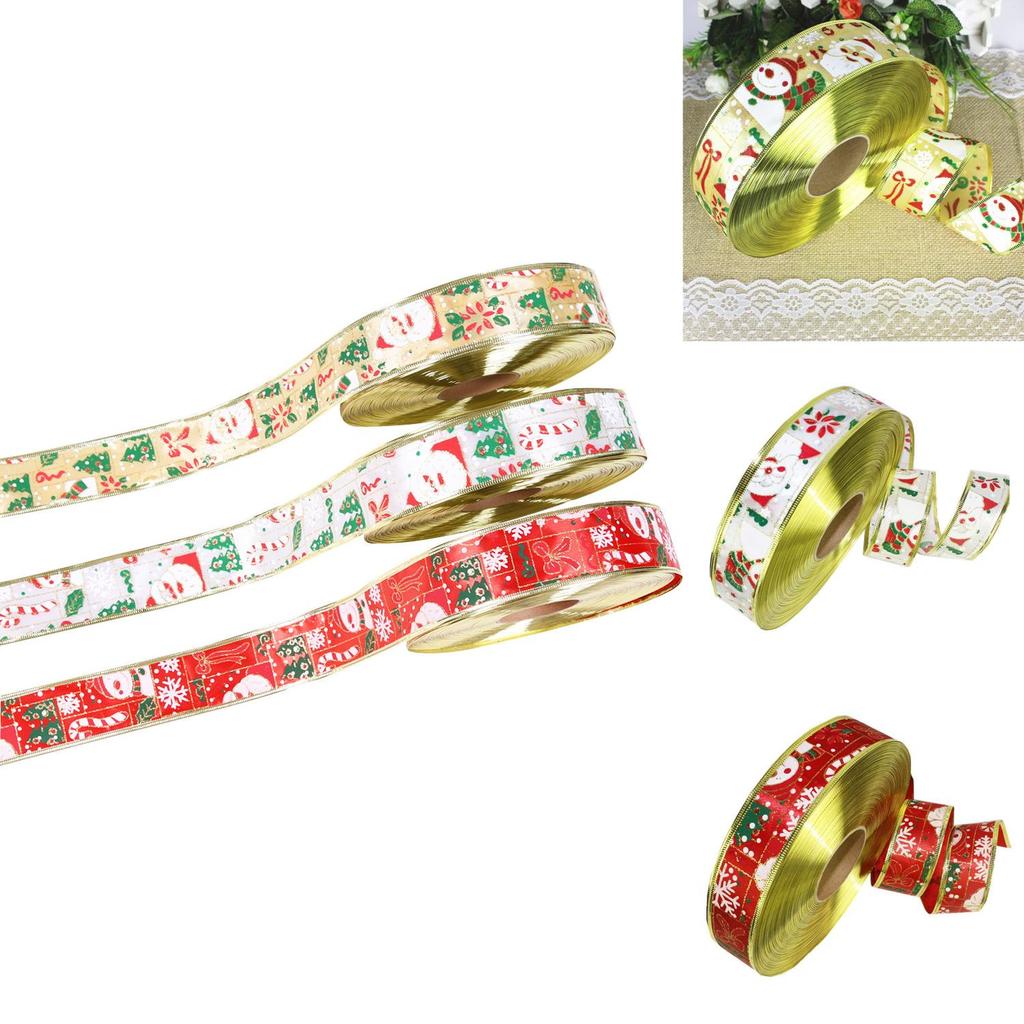 Festive 10 Meter Christmas Santa Snowman Decorative Ribbon For Holiday Gift Wrapping