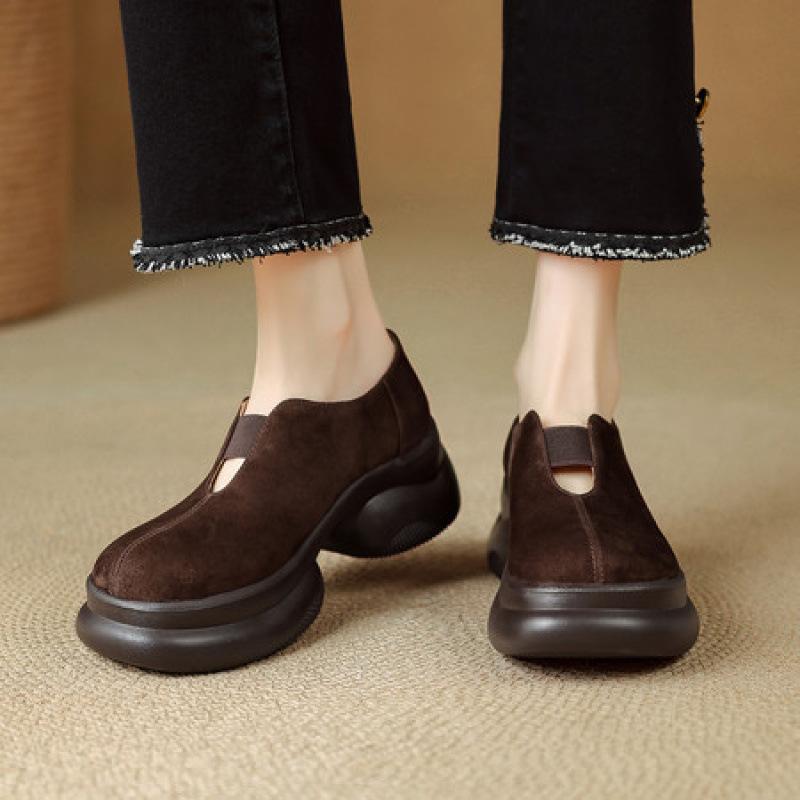 Round-toe Retro Women's Thick-soled High-heeled Casual Versatile Slip-on Shoes