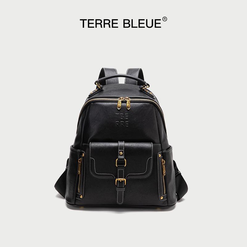 

Новый японский и корейский повседневный рюкзак для женщин, новый большой емкости, мягкий кожаный рюкзак для поездок на работу, модный ретро-рюкзак для школьников чёрный