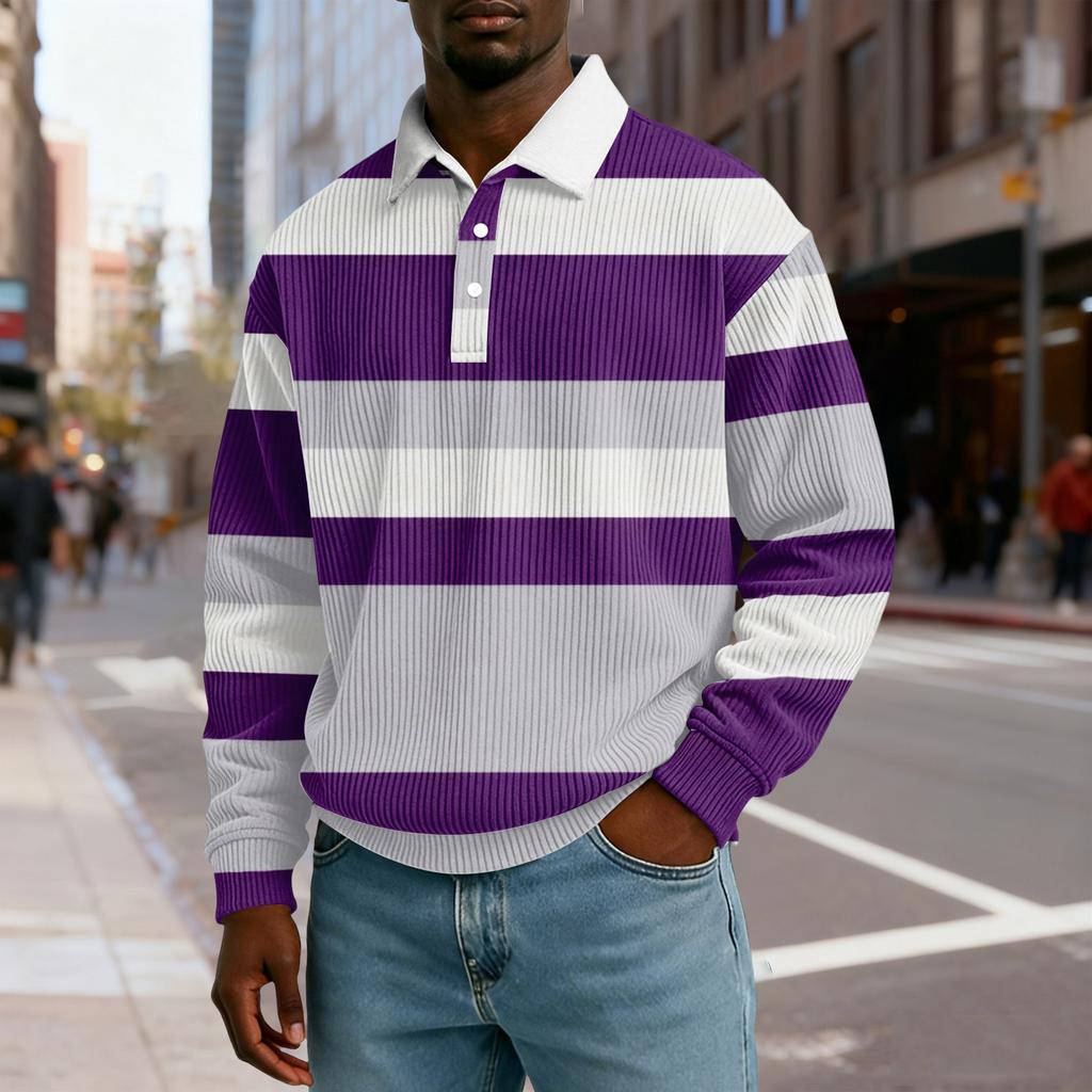 Top casual larg pentru bărbați, cu guler cămașă, mânecă lungă