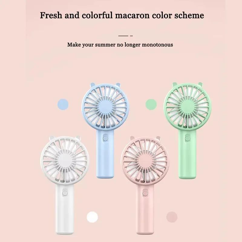 Mini Handheld Fan Portable USB Rechargeable Fans Desk with Base Small Makeup Eyelash Cooler Women Girls Outdoor Office White