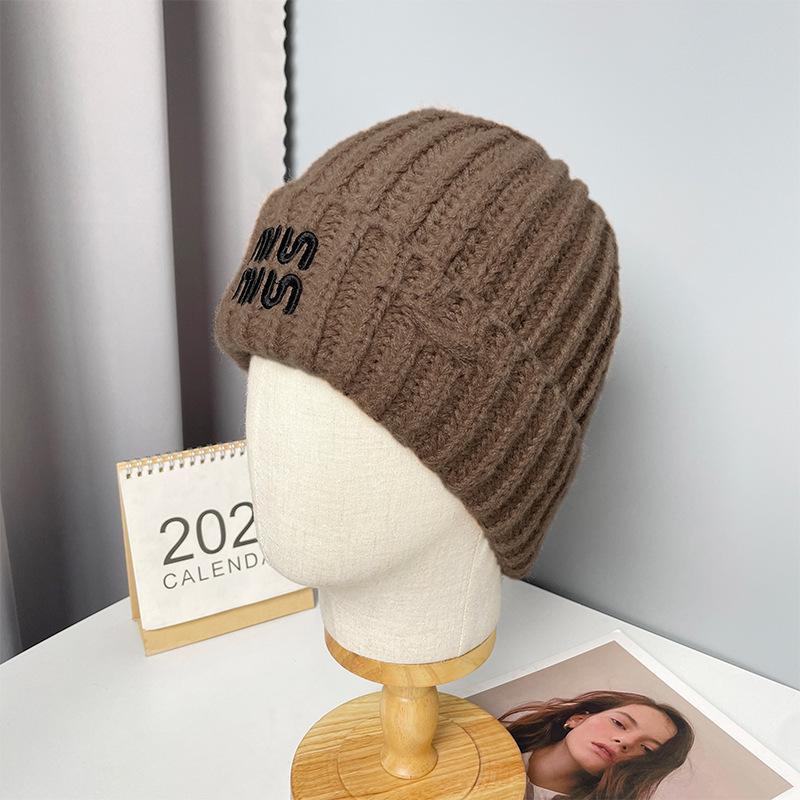 Korean Style All match Knitted Hat Warm Ear Protection Pullover Hat for Women Autumn and Winter Personalized Cold Hat Thickened Plush Hat Small Face