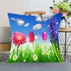 Neuankunft Gerbera Blumenkissenbezug Schlafzimmer Home Office Dekorative Kissenhülle Quadratisch Reißverschluss Kissenbezüge Satin Weich Kein Ausbleichen