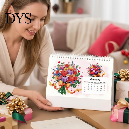 Practical Tabletop Planner Diamond Art Desk Calendar Kit, 2027 Craft 12 Monthly Desktop Organizer from Jan To Dec, DIY for Home Office Decor Kit