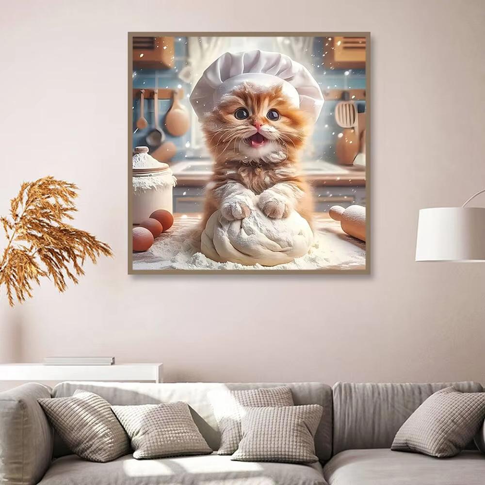 Diamond Painting New Round Rhinestones Cat Animal Housework Full Round Diamond Mosaic Wall Decor Living Room