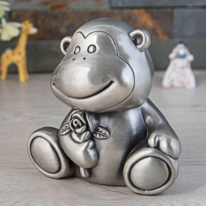 Elegant European-Style Monkey Money Box Kids Metal Coin Saving Jar Decorative Animal Piggy Bank Gift