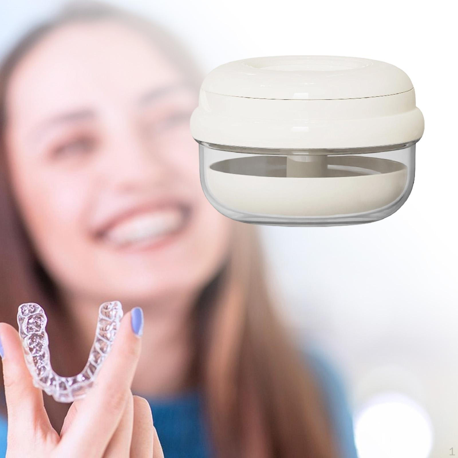 

Denture Bath Box Soak Container Women Men with Strainer Basket Retainer Case белый