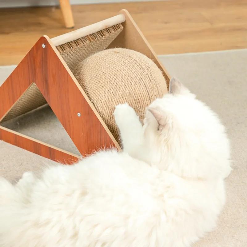 Triangle Cat Scratch Board Sisal Scratch Ball Wear-resistant Scratch-resistant Grinding Paws Toys Cats Supplies Accessories