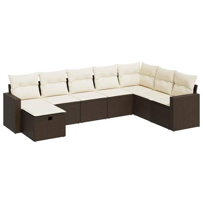 VidaXL Garden Lounge Set 8 Pcs with Brown Cushions Wicker 3325439