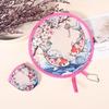Mini flower Style Folding Fan Round With Pocket Handheld Fan Flower Pattern Collapsible Fan Wedding Party Outdoor Activities