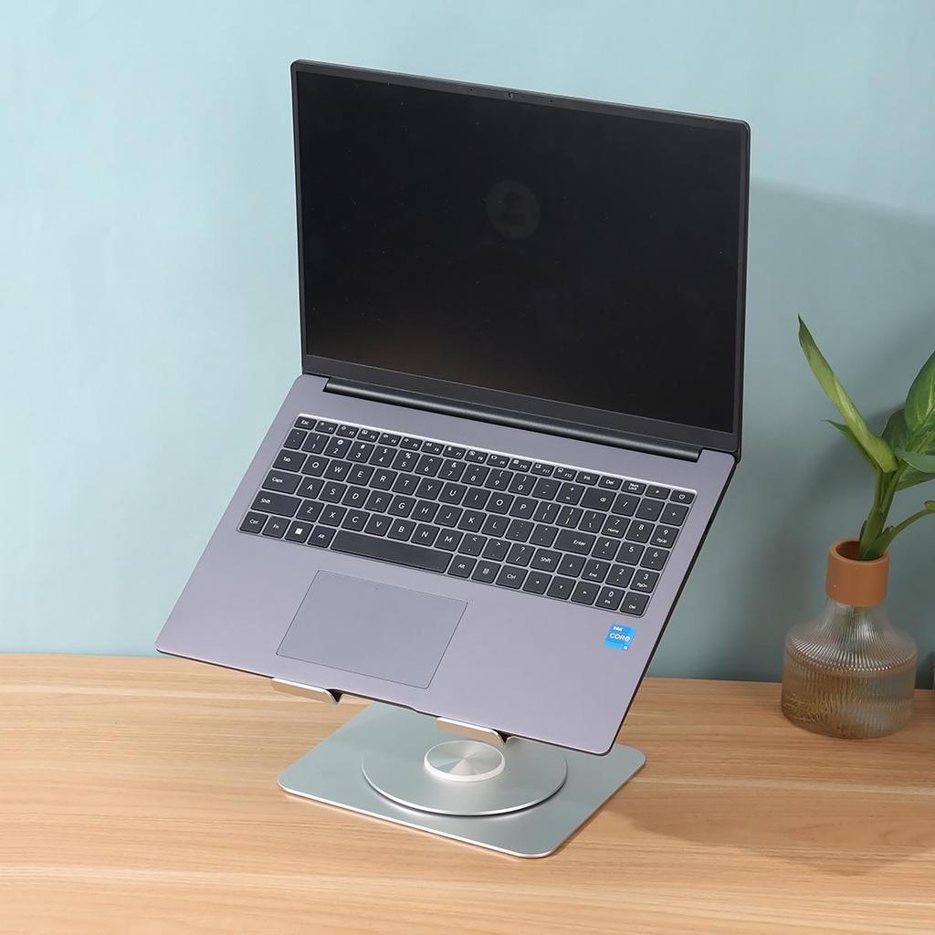 Foldable Aluminum Laptop Stand with 360° Rotation & Cooling Function