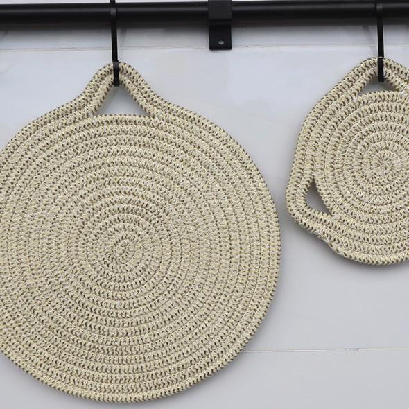 Insulation mat Cat ear placemat Hangable cotton rope mat