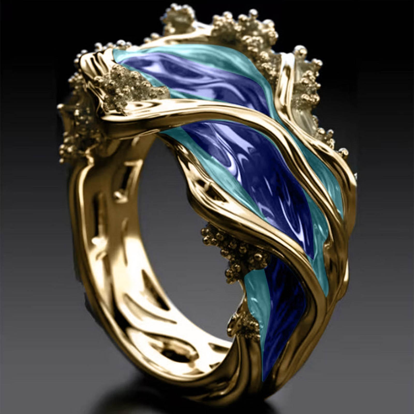 

Кольцо Wave Resin Fashion Diamond Set для женщин One Size синий