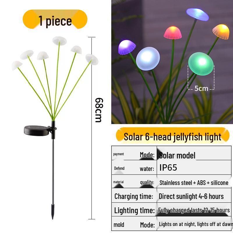

Solar LED Jellyfish Mushroom Outdoor Light - Rainproof Ground Insert for Courtyard Lawn Decoration.