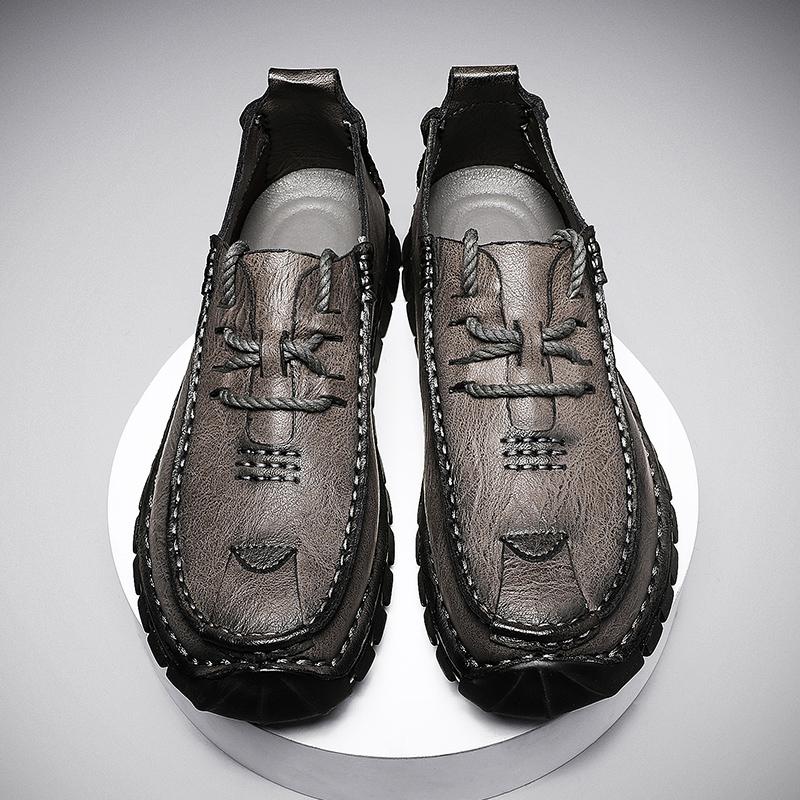 FashionGenuine Leather Mens Shoes Lace-Up Shoes Men Casual Sneakers Hot Sale Man Driving Shoes Versatile Loafers Leisure Walk Moccasins